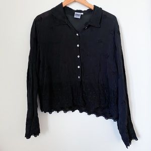 sheer floral vintage button-up